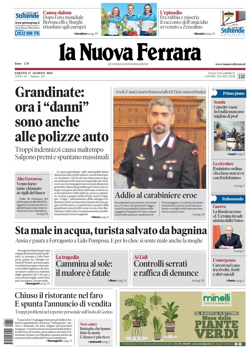 Prima-pagina-nuova ferrara-oggi-edizione-del-2024-08-17